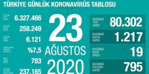 CORONAVİRÜS TABLOSUNDA BUGÜN (23 AĞUSTOS 2020)