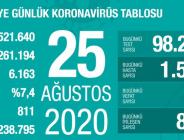 CORONAVİRÜS TABLOSUNDA BUGÜN (25 AĞUSTOS 2020)