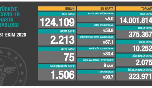 CORONAVİRÜS TABLOSUNDA BUGÜN (31.10.2020)