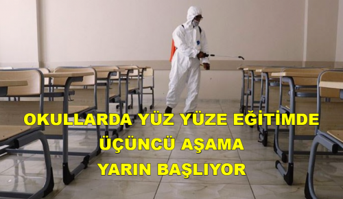 OKULLARDA YÜZ YÜZE EĞİTİMDE ÜÇÜNCÜ AŞAMA YARIN BAŞLIYOR