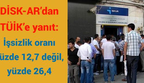 DİSK-AR’dan TÜİK’e yanıt: İşsizlik oranı yüzde 12,7 değil, yüzde 26,4