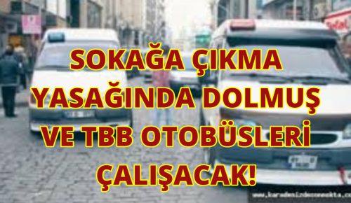 SOKAĞA ÇIKMA YASAĞINDA DOLMUŞ VE TBB OTOBÜSLERİ ÇALIŞACAK!