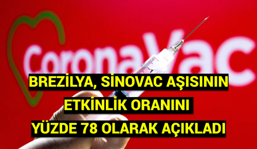 BREZİLYA, SİNOVAC AŞISININ ETKİNLİK ORANINI YÜZDE 78 OLARAK AÇIKLADI