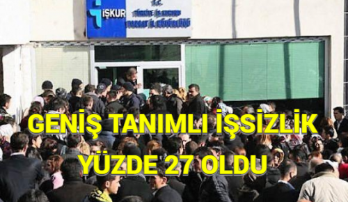 GENİŞ TANIMLI İŞSİZLİK YÜZDE 27 OLDU