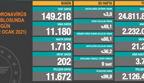 CORONAVİRÜS TABLOSUNDA BUGÜN (02 OCAK 2021)