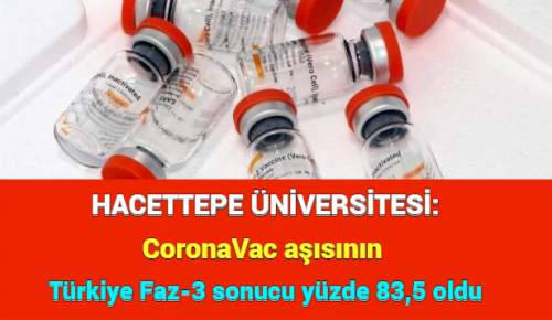 HACETTEPE ÜNİVERSİTESİ: CoronaVac aşısının Türkiye Faz-3 sonucu yüzde 83,5 oldu