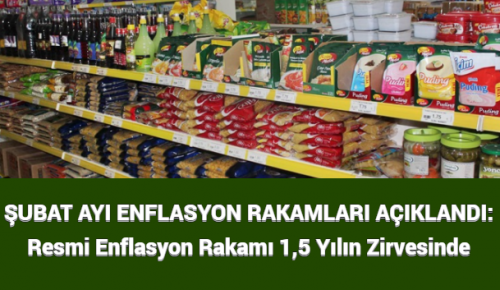 ŞUBAT AYI ENFLASYON RAKAMLARI AÇIKLANDI: Resmi Enflasyon Rakamı 1,5 Yılın Zirvesinde