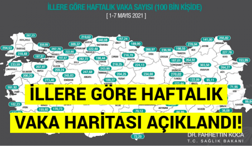 İLLERE GÖRE HAFTALIK VAKA HARİTASI AÇIKLANDI