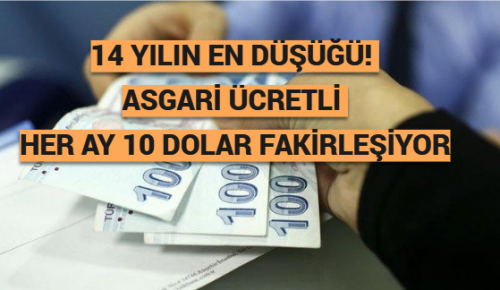 14 YILIN EN DÜŞÜĞÜ! ASGARİ ÜCRETLİ HER AY 10 DOLAR FAKİRLEŞİYOR