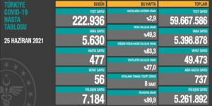 CORONAVİRÜS TABLOSUNDA BUGÜN (25 HAZİRAN 2021)