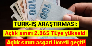 TÜRK-İŞ ARAŞTIRMASI: Açlık sınırı 2.865 TL’ye yükseldi