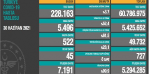 CORONAVİRÜS TABLOSUNDA BUGÜN (30 HAZİRAN 2021)