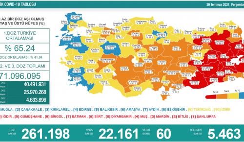 CORONAVİRÜS TABLOSUNDA BUGÜN (29 TEMMUZ 2021)