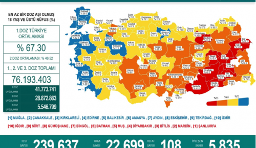 CORONAVİRÜS TABLOSUNDA BUGÜN (08 AĞUSTOS 2021)