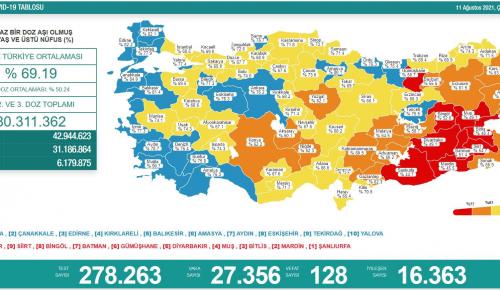 CORONAVİRÜS TABLOSUNDA BUGÜN (11 AĞUSTOS 2021)