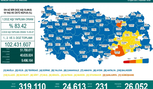 CORONAVİRÜS TABLOSUNDA BUGÜN (13 EYLÜL 2021)