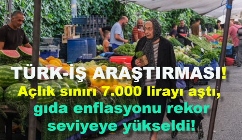 TÜRK-İŞ ARAŞTIRMASI: Açlık sınırı 7.000 lirayı aştı, gıda enflasyonu rekor seviyeye yükseldi!