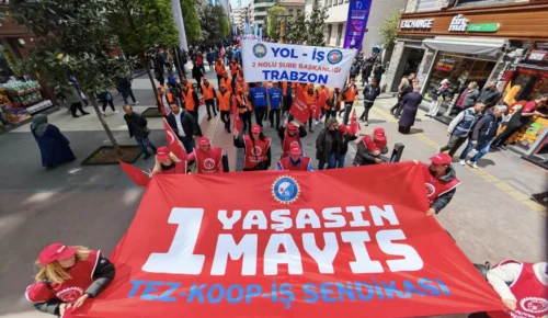1 MAYIS BİRLİK MÜCADELE VE DAYANIŞMA GÜNÜ TRABZON’DA EN COŞKULU VE KİTLESEL KATILIMLA KUTLANDI: Emek, hak, hukuk, adalet için tek yürek!