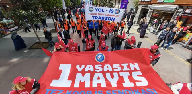 1 MAYIS BİRLİK MÜCADELE VE DAYANIŞMA GÜNÜ TRABZON’DA EN COŞKULU VE KİTLESEL KATILIMLA KUTLANDI: Emek, hak, hukuk, adalet için tek yürek!
